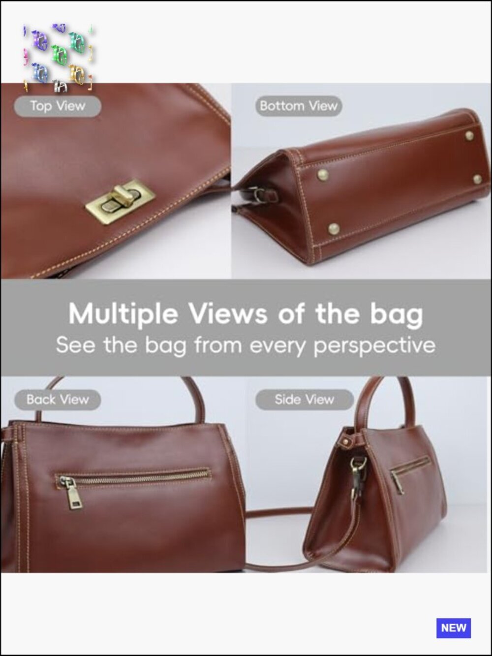Vintage Leather Satchel Crossbody Bag Spacious Organizer Top Handle Adjustable - Picture 3 of 7